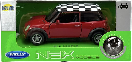 Welly Mini Cooper Καρο Σανιδα Κοκκινη 1:34 49766