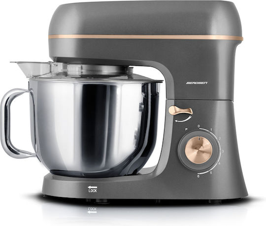 Berdsen Küchenmaschine 1400W mit Rostfreiem Schüssel 6lt Grau