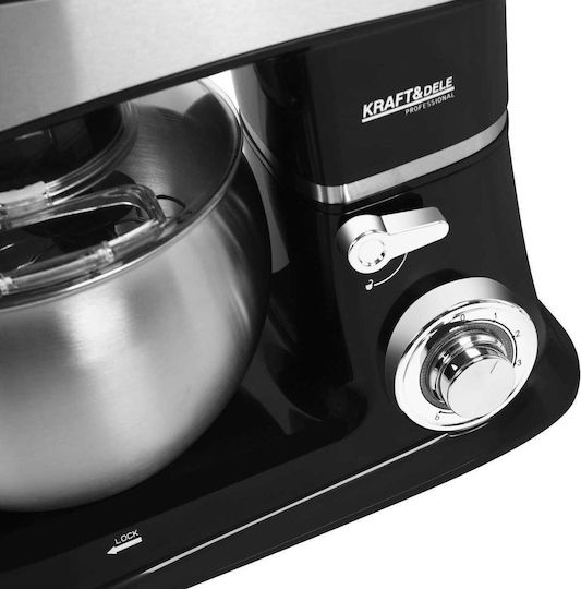 Kraft & Dele Mixer Planetar 2200W cu Bol din Inox 6lt Negru