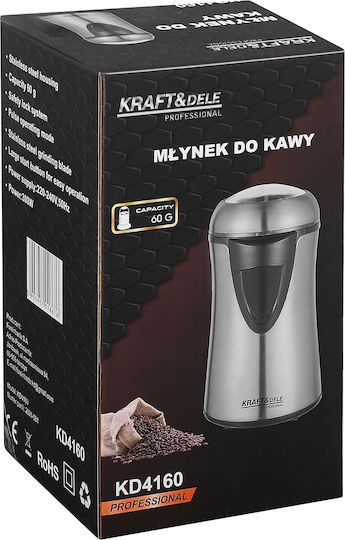 Kraft & Dele Râșniță Electrică de Cafea 300W cu Capacitatea de 60gr