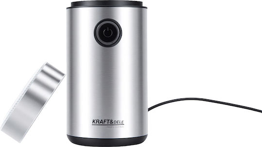 Kraft & Dele Râșniță Electrică de Cafea 250W cu Capacitate de 50gr Argintie