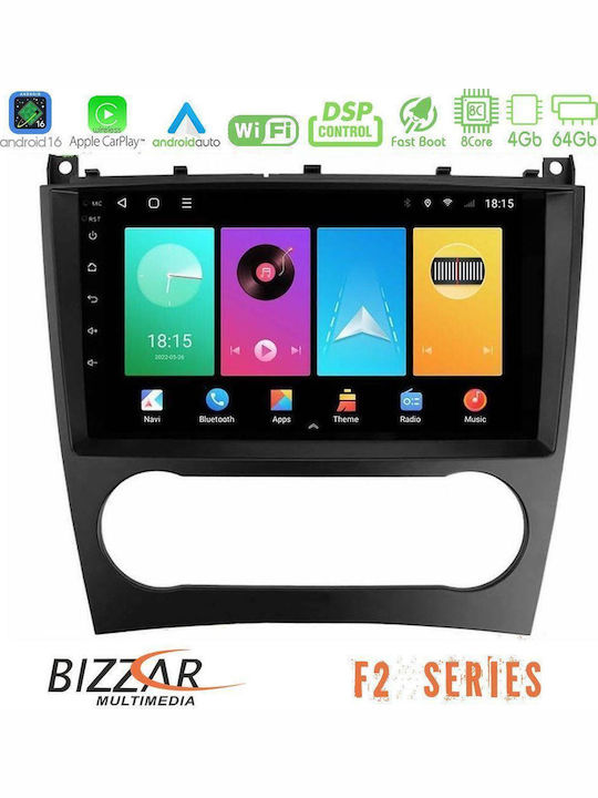 Bizzar Auto-Audiosystem für Mercedes-Benz C Klasse / CLK Klasse mit Touchscreen 9" Bluetooth USB WiFi GPS Apple CarPlay Android Auto