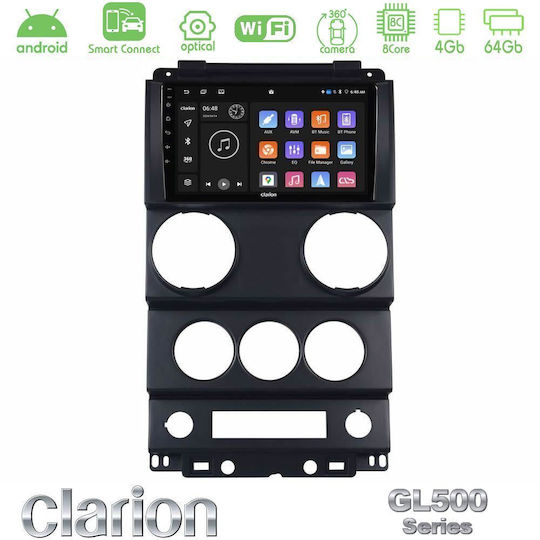 Clarion Auto-Audiosystem für Jeep Wrangler 2008-2010 mit Touchscreen 9" (Bluetooth/USB/Eingebautes Wi-Fi / 3G/GPS/Apple CarPlay/Android Auto)