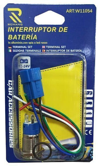 Comutator iluminat cu LED – Buton din oțel inoxidabil On Off 16mm 12-24v W14412-3
