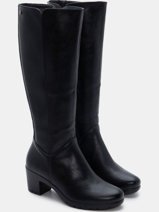 Suede Damenstiefel mit Mittlerem Absatz Schwarz