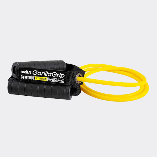 AMILA Gorilla Grip Гума за Фитнес Тръбно Много Меко с Дръжки Жълто 1.4m