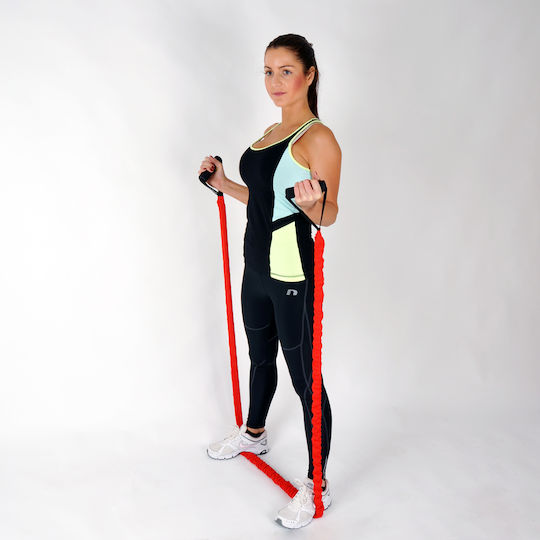 inSPORTline Resistance Band Morpo Heavy - 130cm Widerstandsbänder Gymtube Schwer mit Griffen Rot 1.3m