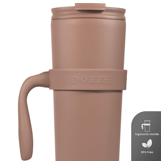 Dozze Monochrome Edition Stainless Steel Thermos BPA Free 592ml Guava Orange with Straw and Handle