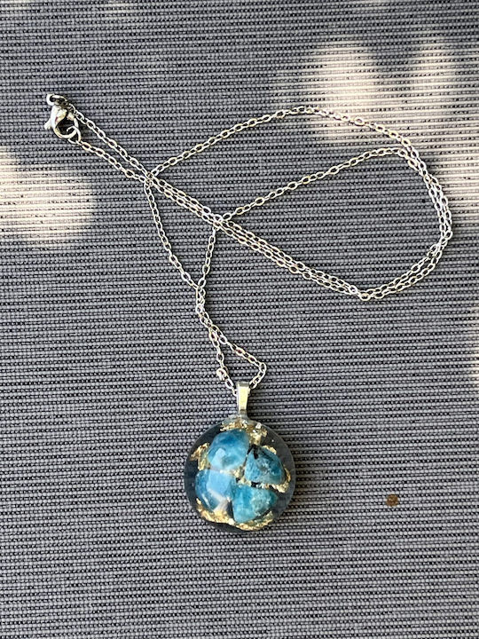 Elle Elle Κολιέ από Harz mit Diamant Türkis