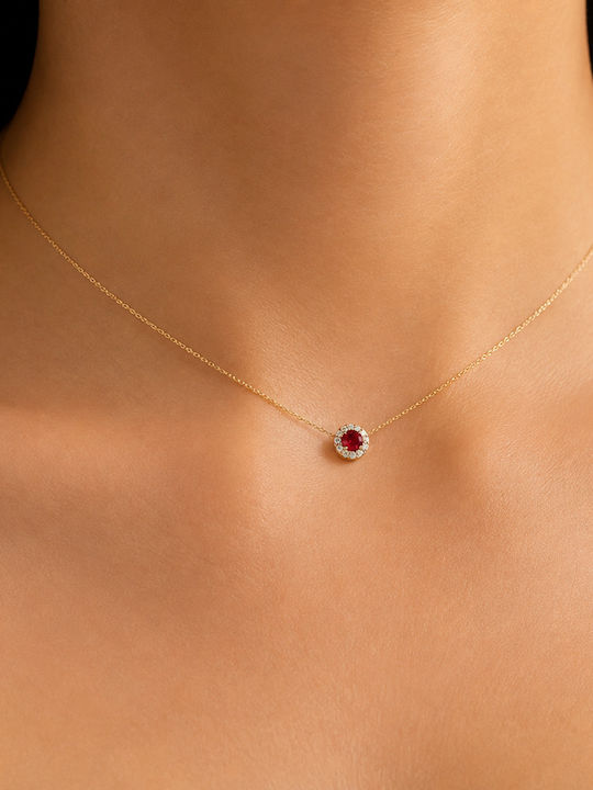 Ioannis Kosmima Halskette aus Gold 9K mit Zirkon Rote Ioannis Kosmima Halskette aus Gold 9K mit Zirkon Rote