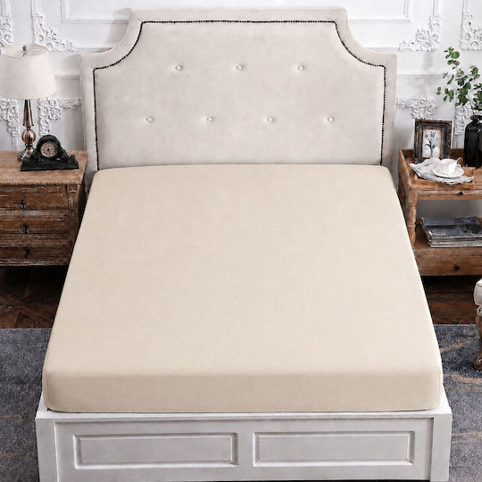 Doppeltes Bettlaken 140x200cm mit Gummibettlaken Beige
