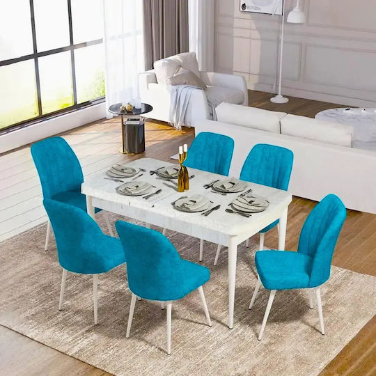 Scaun Sala De Mese Cu Material Textil Turcoaz