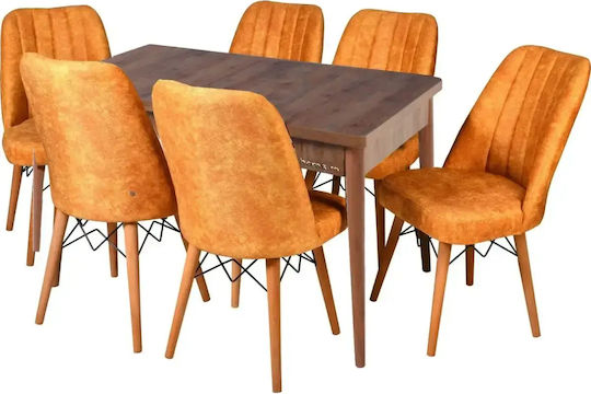 Scaun Sala De Mese Cu Material Textil Portocaliu