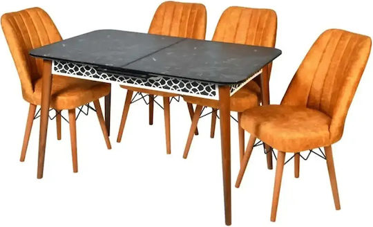Scaun Sala De Mese Cu Material Textil Portocaliu