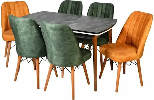 Scaun Sala De Mese Cu Material Textil Portocaliu