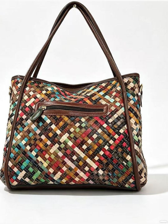 Geantă Tote De Piele Multicoloră Pentru Damă