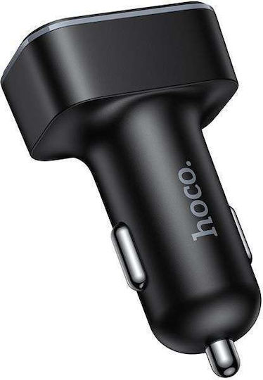 Hoco Z63A Autoladegerät 42W Schnellladen mit Anschlüssen: 2xUSB-A 1xType-C Schwarz Farbe