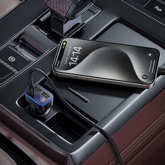 Hoco Z63A Autoladegerät 42W Schnellladen mit Anschlüssen: 2xUSB-A 1xType-C Schwarz Farbe