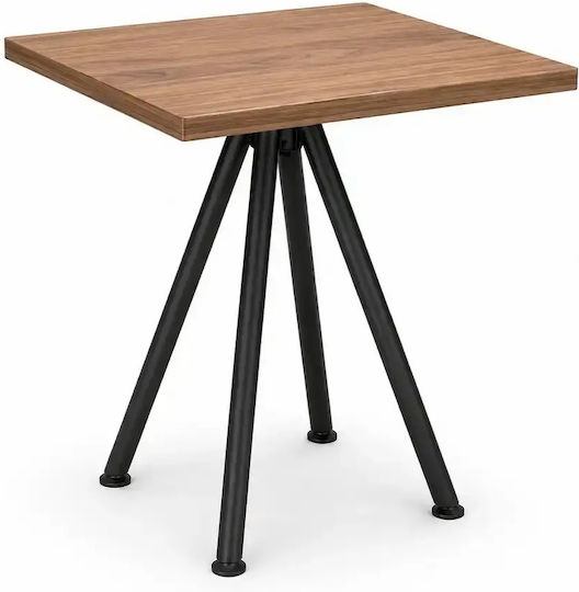 Obelix Masă Pătrată Pentru Bucătărie Din Lemn Cu Ramă Metalică Nuc Negru 70x70x74 cm