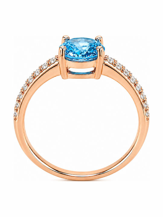Verita Women's Ring with Zircon Made of Gold Plated Silver