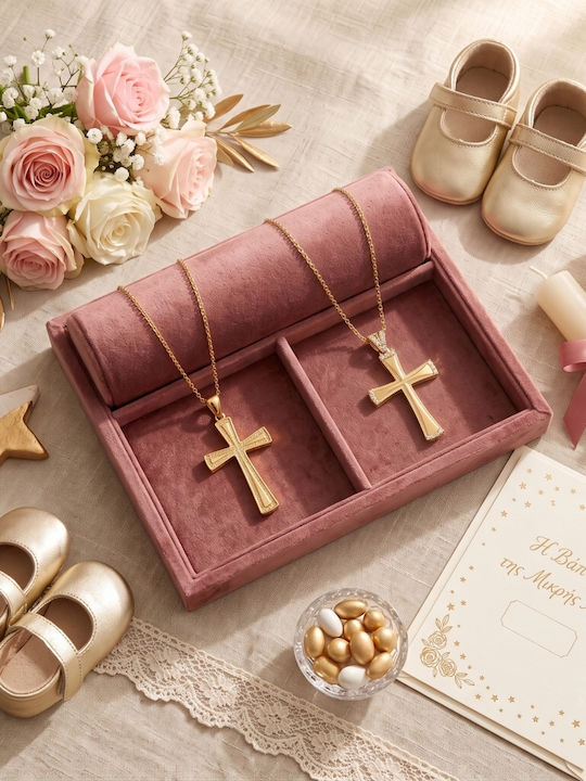 Women’s Gold Cross 9K Double Sided with Chain