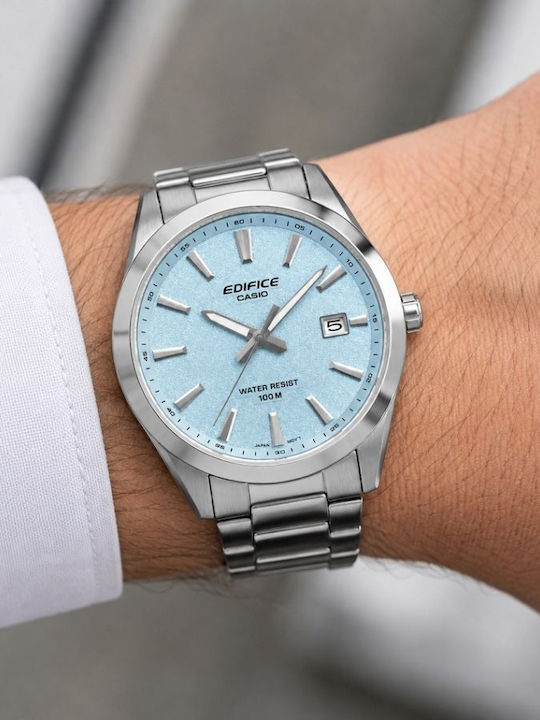 Casio Herrenuhr 40mm Batteriefunktion mit Silbernem rostfreiem Stahlarmband