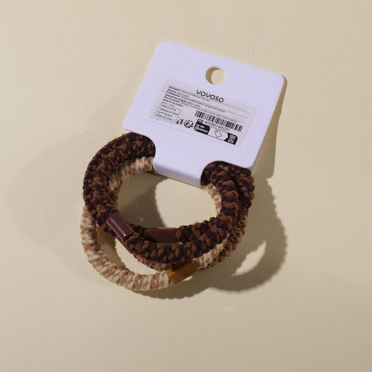 Set Hair Scrunchies Brown Pattern 4 Pieces