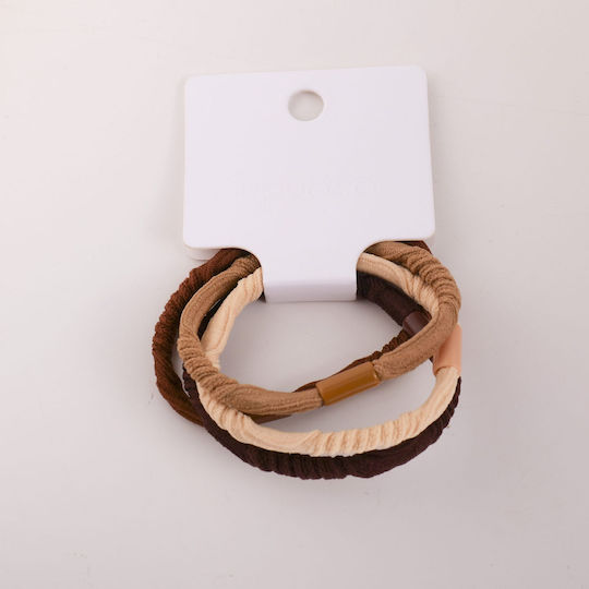 Hair Scrunchies Brown Fabric 4 Pieces