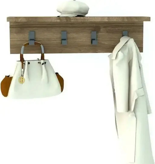 Agățătoare de perete cu 4 compartimente maro 60x15x16cm