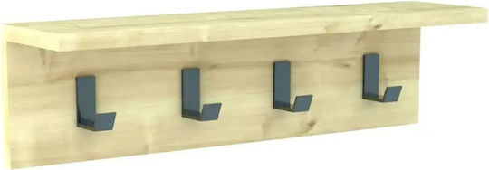 Wandhalterung Hölzernes 4 Haken Braune 60x15x16cm