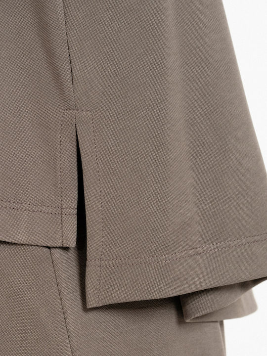 Damenbluse Baumwoll Langärmelig Taupe