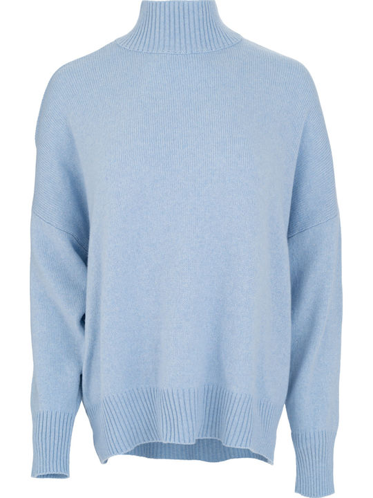 Women's Woolen Turtleneck Sweater Light Blue