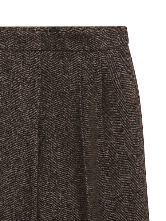 Women's Fabric Flared Trousers Brown