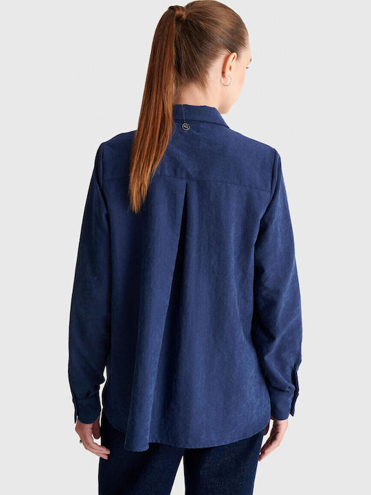 Langärmeliges Damenhemden Blau
