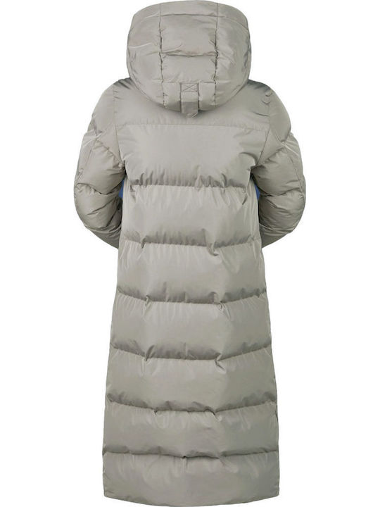 Extra Long Women's Puffer Jacket for Winter Grey-Beige