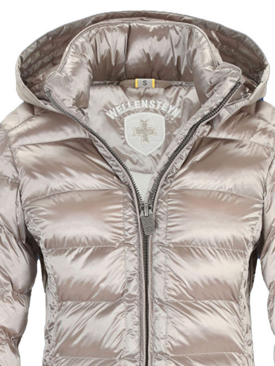 Long Women's Puffer Jacket for Winter Champagne Grey