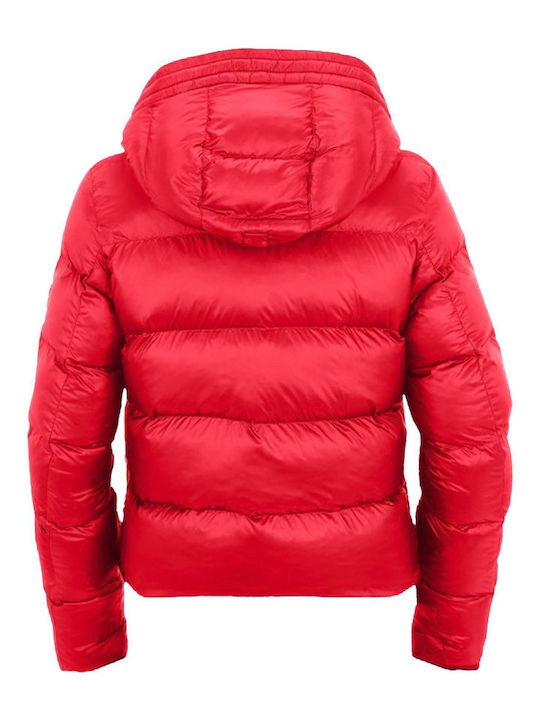 Goldmine Short Women's Puffer Jacket for Winter Red