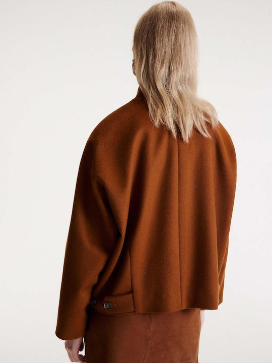 Short Women's Bomber Jacket Brown