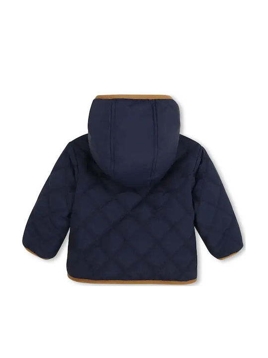 Kids Casual Short Double Sided Jacket Blue-Beige