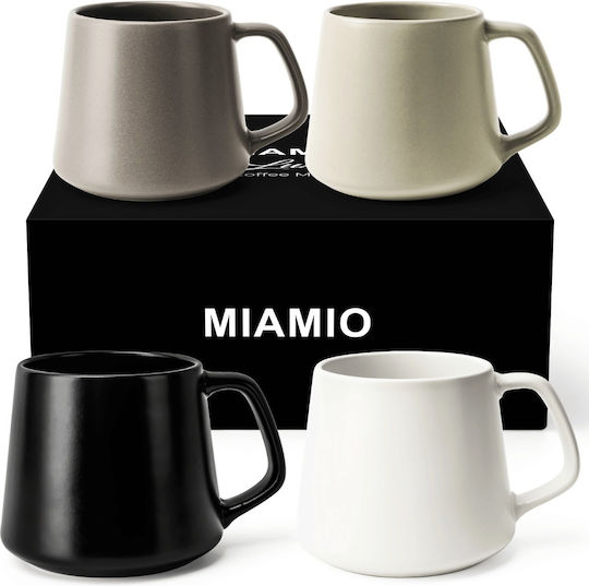 Miamio Collection Κούπα Κεραμική Γκρι 420ml 4τμχ