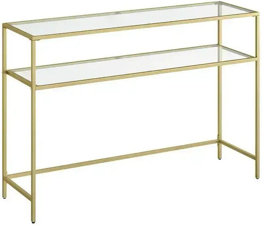 Consolă Metalică cu Suprafață din Sticlă Auriu M80xP30xÎ90cm