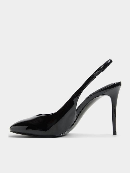 Patent Leather Heels with Strap Black