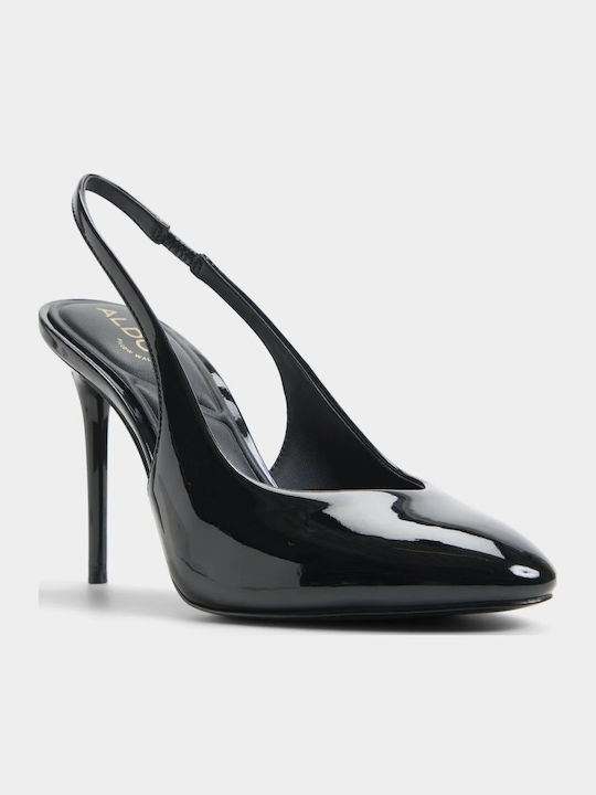 Patent Leather Heels with Strap Black