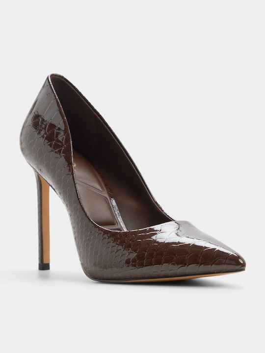 Pointed Toe Heels with Low Heel Animal Print Brown