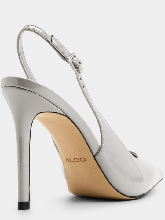 Pointed Toe Heels In Patent Leather With High Grey Heel