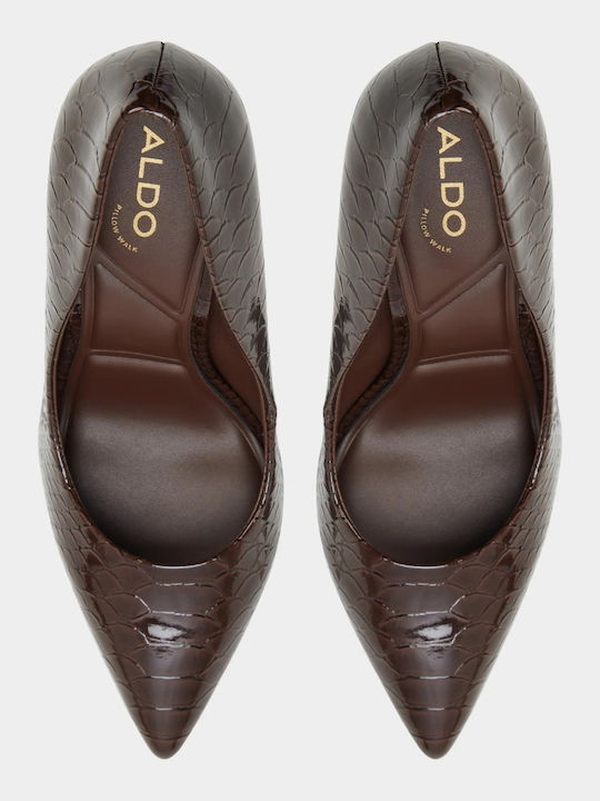Pointed Toe Heels with Low Heel Animal Print Brown