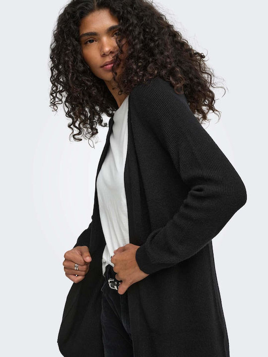 Kurze Gestrickte Damen Strickjacke Schwarz