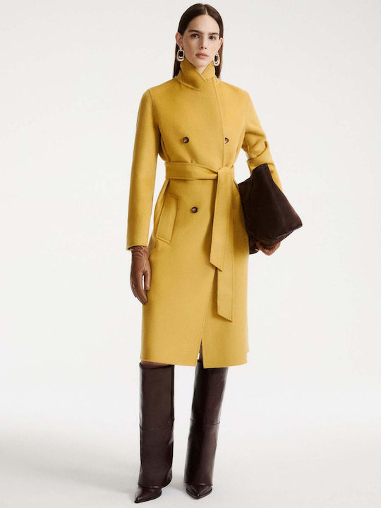 Women's Yellow Wool Coat