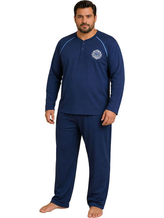 Rimoli Plus Size Pijama de iarnă pentru bărbați Albastru Raf