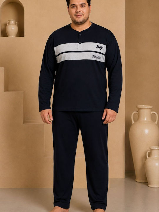 Rimoli Plus Size Χειμερινή Ανδρική Πιτζάμα Blue Black Rimoli Plus Size Χειμερινή Ανδρική Πιτζάμα Blue Black